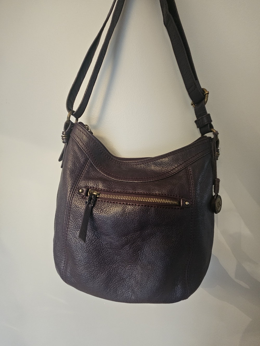 The Sak Reggio Aubergine Genuine Leather Shoulder Bag/Crossbody Bag